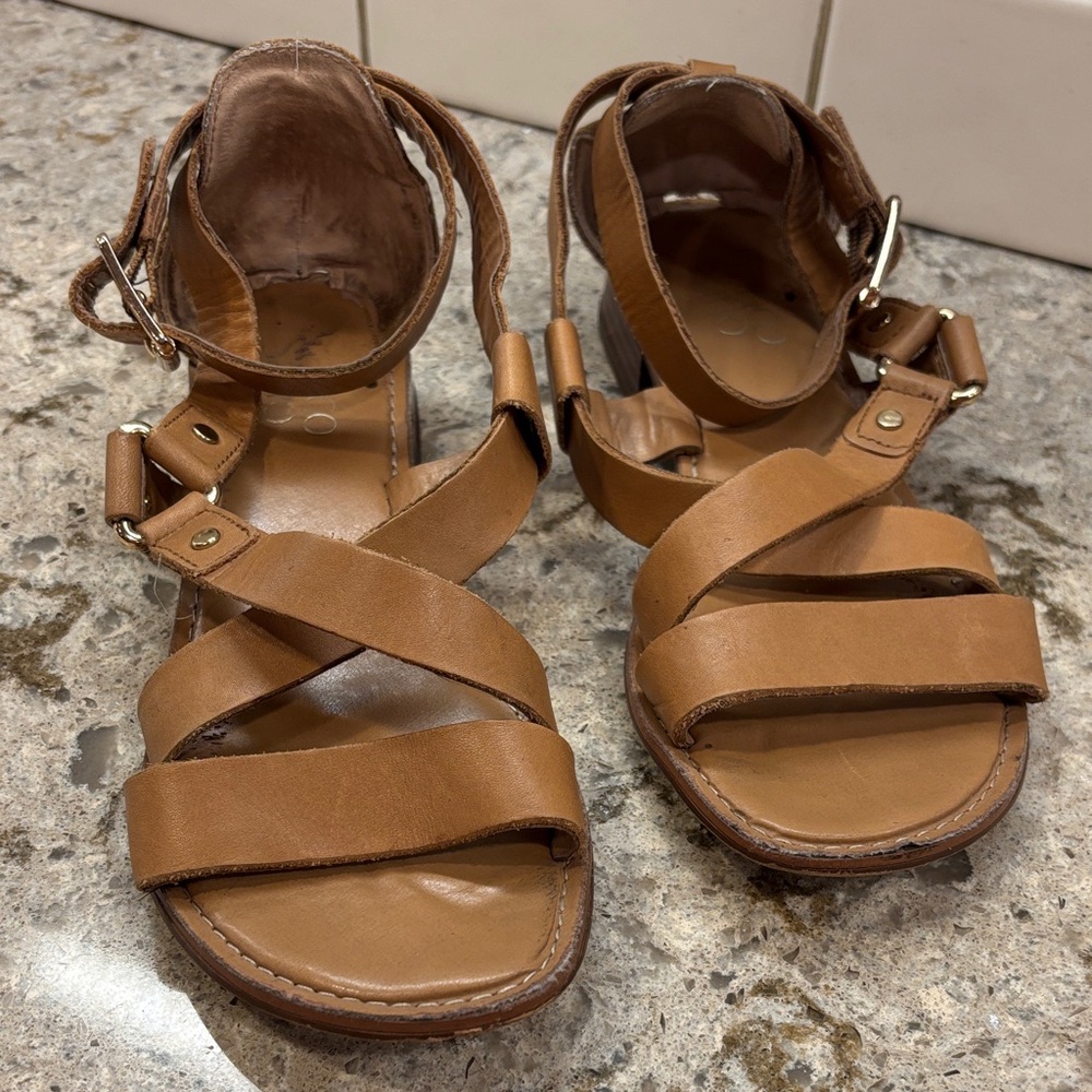 Franco Sarto Tan Leather Strappy Sandals